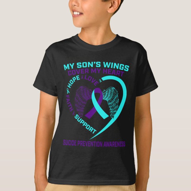 Teal and Purple Suicide Prevention Awareness Son H T-Shirt (Front)