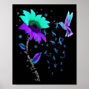 Teal And Purple Sunflower Hummingbird Suicide Prev Poster