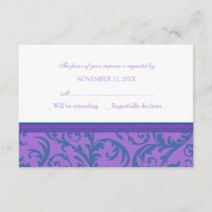 Teal and Purple Swirl RSVP Wedding Card