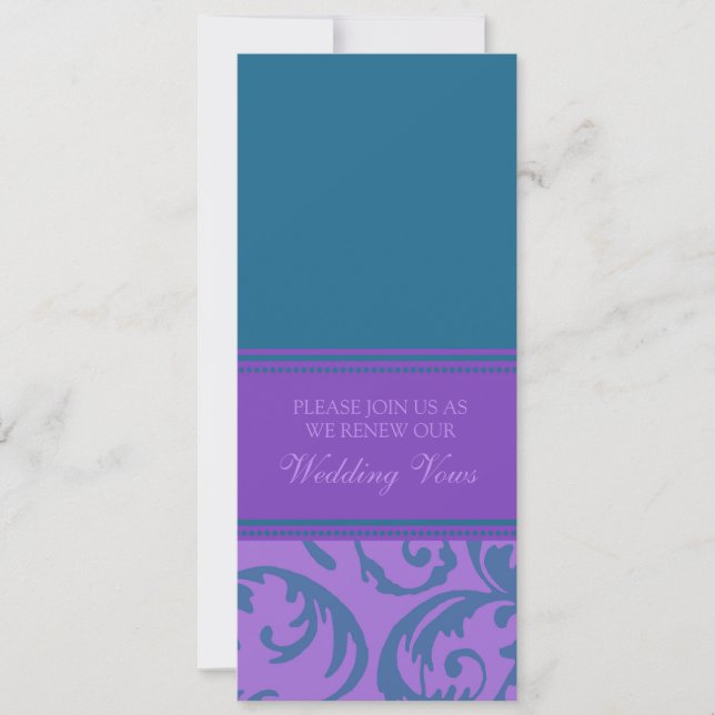 Teal and Purple Wedding Vow Renewal Invitations (Front)