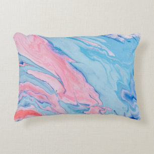 TEAL AND RED FLUID ABSTRACT PAINTING DECORATIVE CUSHION