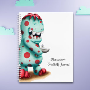 Teal and Red Monster Alien Personalised Notebook