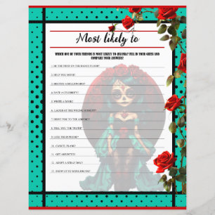 Teal and Red Roses Sugar Skulls Most Likely Game