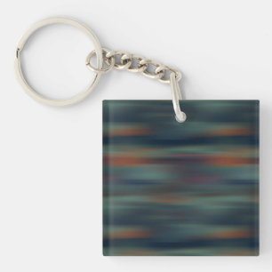 teal and red streaks abstract key ring