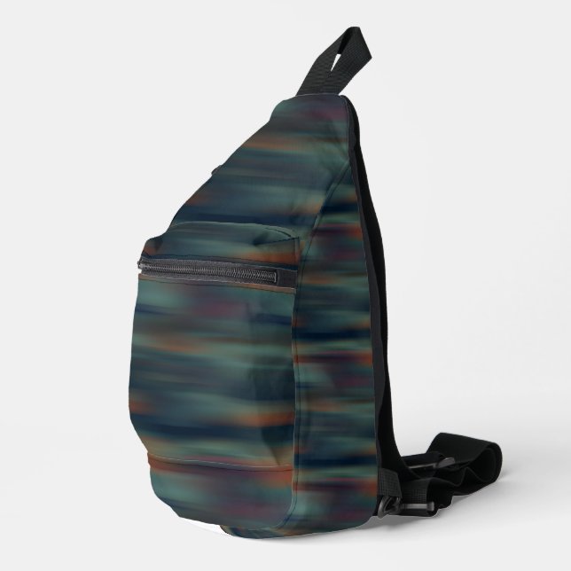 teal and red streaks abstract sling bag (Right Corner)