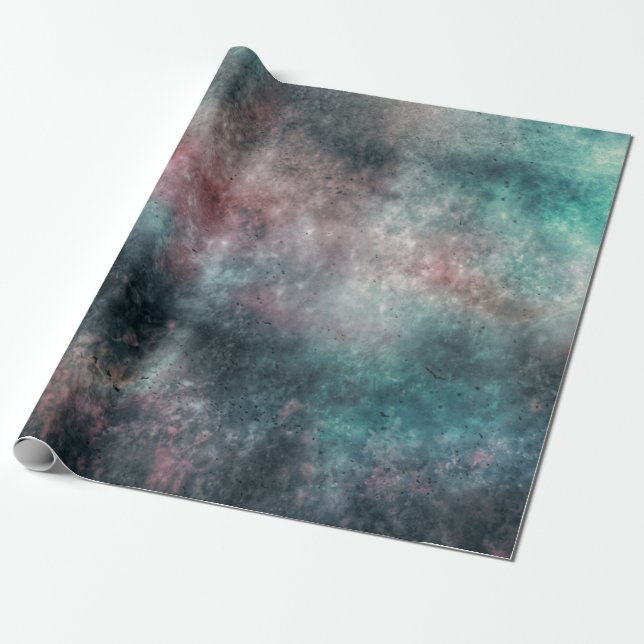 teal and rose clouds wrapping paper (Unrolled)