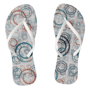 Teal and Rust Geometric Abstract Flip Flops