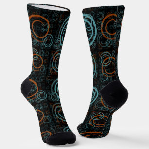 Teal and Rust Geometric Abstract Socks