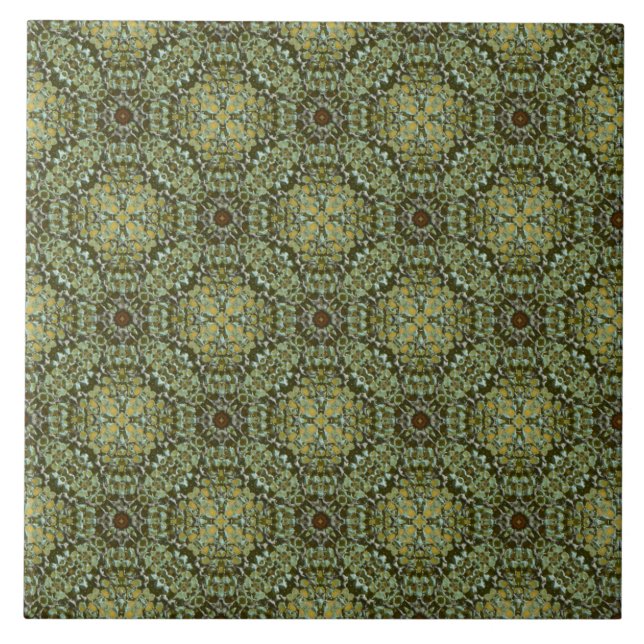 Teal and Sage Knit Medallion Pattern Tile (Front)