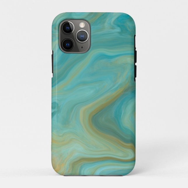 Teal and Sandy Brown Swirls Marble Art   Case-Mate iPhone Case (Back)