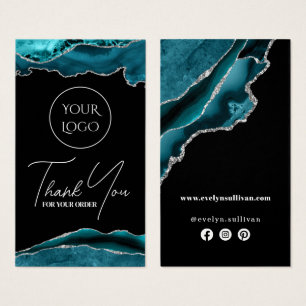 Teal and silver agate package insert