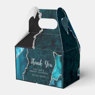 Teal and Silver Agate Sweet Sixteen Thank You Favour Box