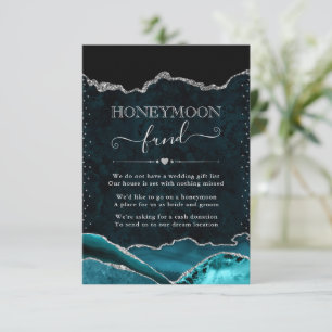 Teal and Silver Agate Wedding Honeymoon Fund Enclosure Card