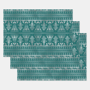 Teal and Silver Art Deco Wrapping Paper Sheet