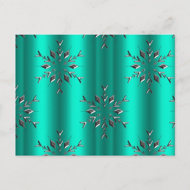 Teal and Silver Christmas Stars Postcard (Front)