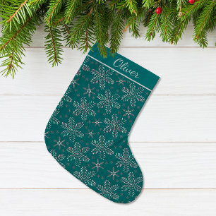 Teal and Silver Personalized Large Christmas Stocking