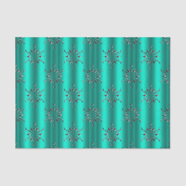 Teal and Silver Stars Christmas Tissue Paper (Front)