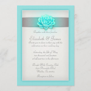 Teal And Silver Wedding Invitations