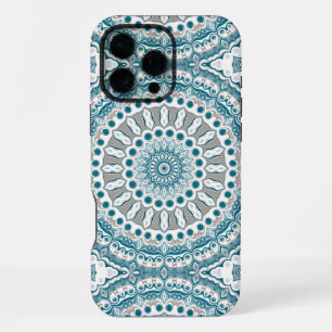 Teal and Tan Modern Mandala Design iPhone 16 Pro Max Case