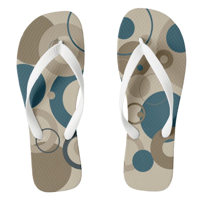 Teal and Toupe Circles   Flip Flops (Footbed)