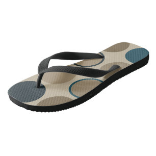 Teal and Toupe Circles Flip Flops