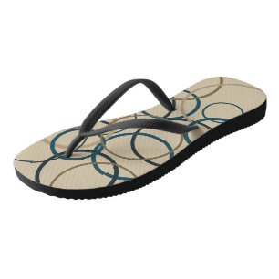 Teal and Toupe Circles    Flip Flops