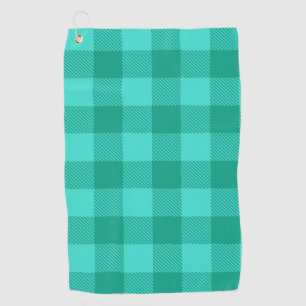 Teal And Turquoise Gingham Plaid Design Golf Towel