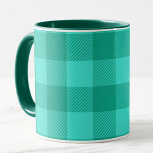 Teal And Turquoise Gingham Plaid Design Mug