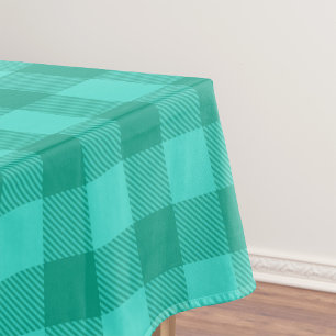 Teal And Turquoise Gingham Plaid Design Tablecloth