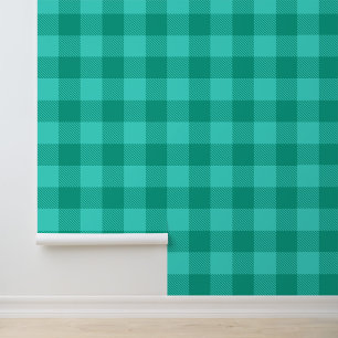 Teal And Turquoise Gingham Plaid Design Wallpaper