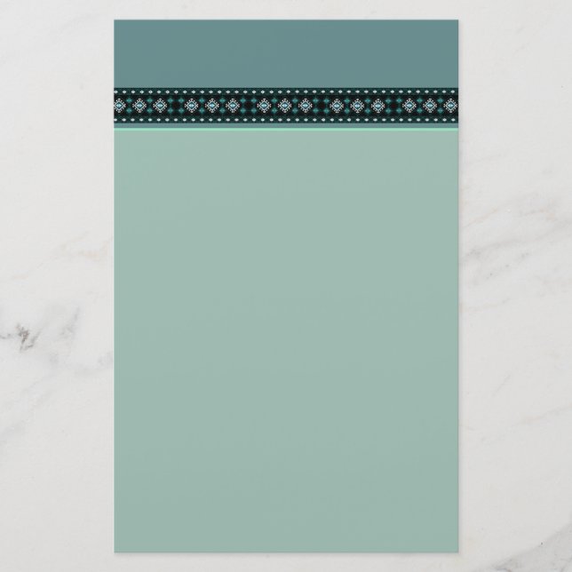 Teal and Turquoise Kilim Ornament Stationery (Front)