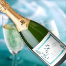 Teal and Turquoise Rose Elegant Wedding Champagne 