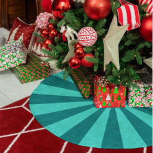 Teal and Turquoise Starburst Stripes Brushed Polyester Tree Skirt