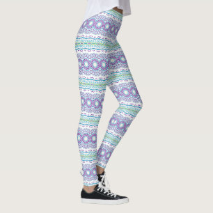 Teal and Violet Mandala Pattern Leggings