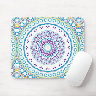 Teal and Violet Mandala Pattern Mouse Mat