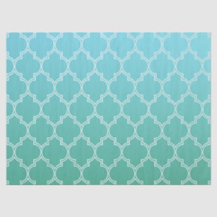 Teal and White Abstract Geometric Pattern  Tissue Paper