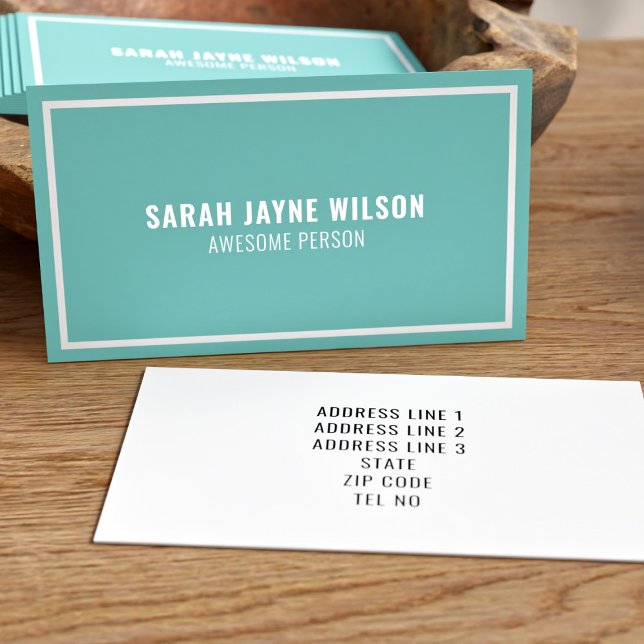 Teal and White Awesome Person Business Cards (You are the most awesome person because your business card says so.)