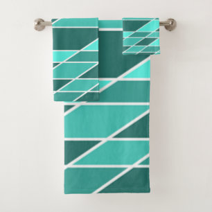 Teal and White Bath Towel Set