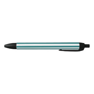 Teal and white candy stripes black ink pen
