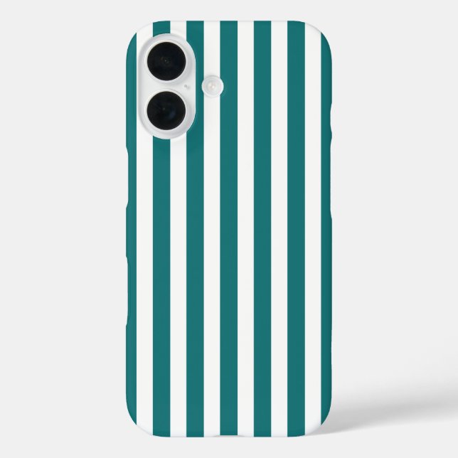 Teal and white candy stripes Case-Mate iPhone case (Back)