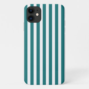 Teal and white candy stripes iPhone 11 case