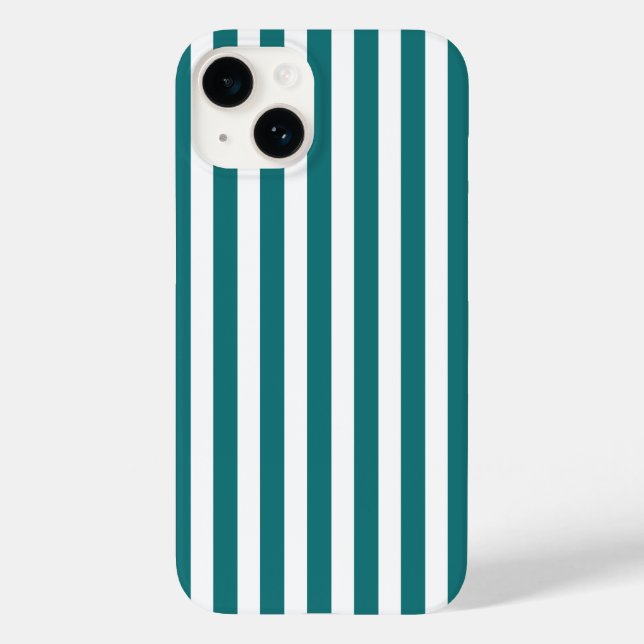 Teal and white candy stripes Case-Mate iPhone case (Back)