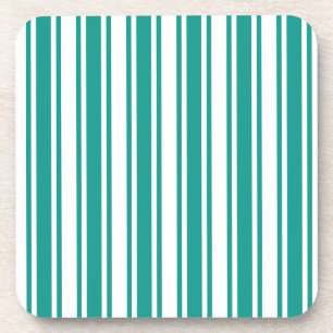 Teal and white candy stripes coaster