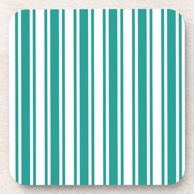 Teal and white candy stripes coaster (Front)