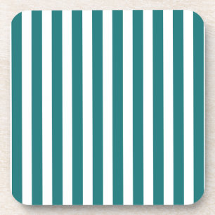 Teal and white candy stripes coaster