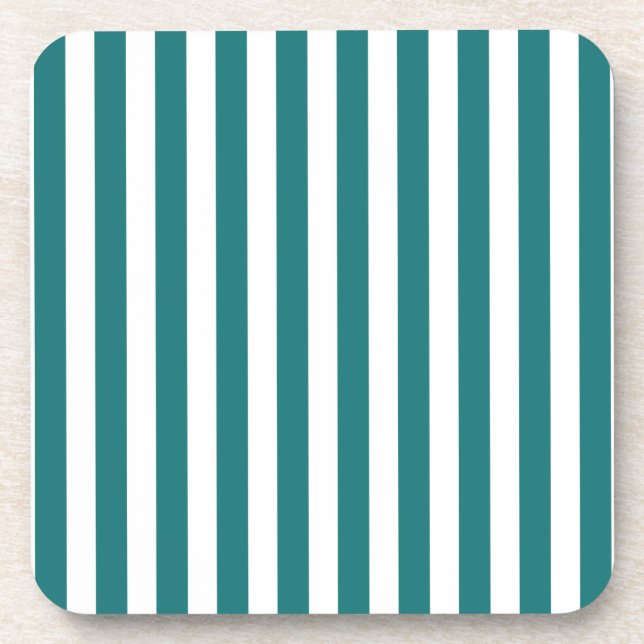 Teal and white candy stripes coaster (Front)