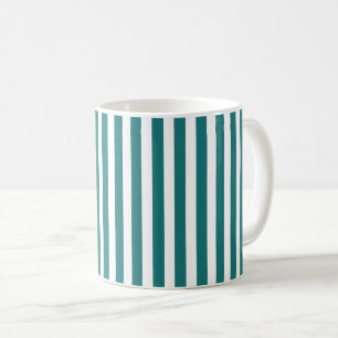 Teal and white candy stripes coffee mug