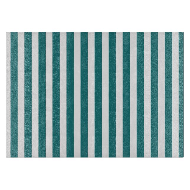 Teal and white candy stripes cutting board (Front)