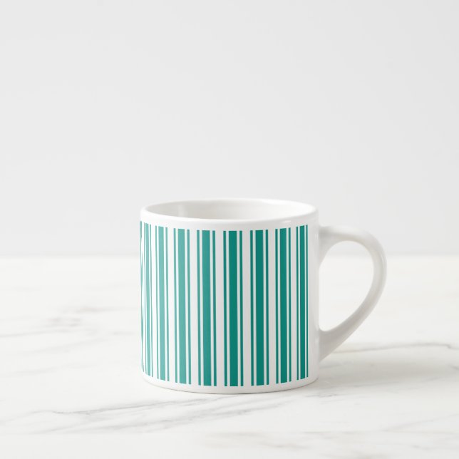 Teal and white candy stripes espresso cup (Right)