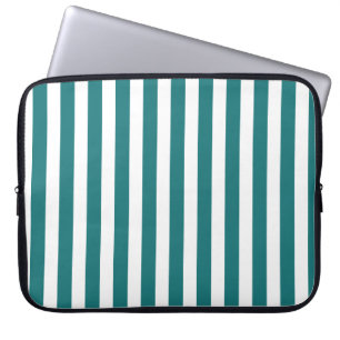 Teal and white candy stripes laptop sleeve